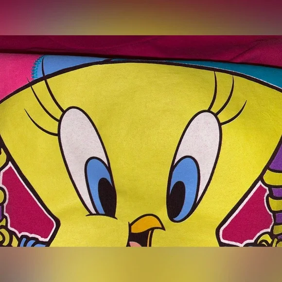 EUC Size 2X Vintage Tweety Bird Looney Tunes Fuchsia Pink Shirt 1997 Warner Bros - Picture 5 of 13